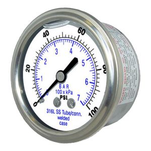 302LFW-254A PIC Gauges Pressure Gauge, 2-1/2