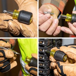 32561 Klein Tools Multi-Bit Screwdriver / Nut Driver, 6-in-1, Stubby, Ph, Sl Bits