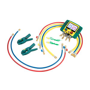4688131 Refco REFMATE-4-CA-WTC, Digital 4-way manifold incl. charging hoses with ball valves, 2 K-Type temperature sensor and 2 wireless temperature clamp