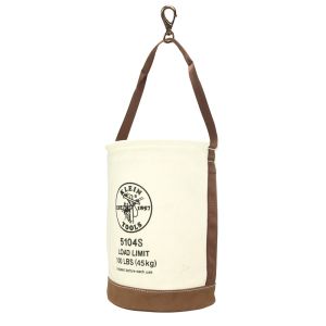 5104S Klein Tools Canvas Bucket, Leather Bottom, Swivel Snap, 12-Inch