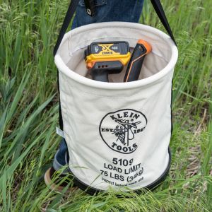 5109 Klein Tools Canvas Bucket, Wide-Opening, Straight-Wall, Molded Bottom, 12-Inch