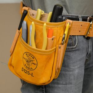 5125L Klein Tools Pocket Tool Pouch with Tape Thong, Leather