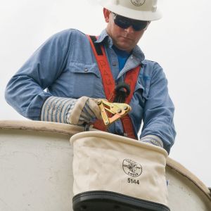 5144 Klein Tools Canvas Bucket, 15-Pocket Aerial Oval Bucket with Hooks