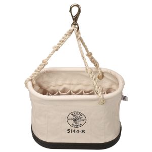 5144S Klein Tools Canvas Bucket, 15-Pocket Oval Bucket with Swivel Snap