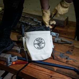 5416TC Klein Tools Bolt Bag, Top Closing Tool Pouch with Tunnel Connect, 5 x 10 x 9-Inch