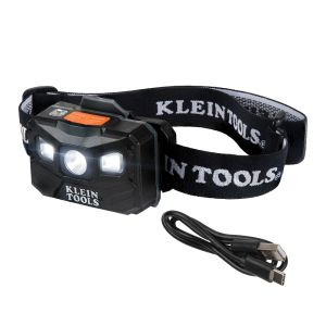 56048 Klein Tools Rechargeable Headlamp with Fabric Strap, 400 Lumens, All-Day Runtime