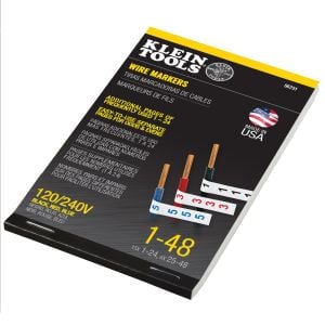 56251 Klein Tools Wire Marker Book, 120/240V 3 Phase 1-48