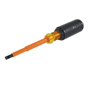 602-4-INS Klein Tools Insulated Screwdriver, 1/4-Inch Cabinet, 4-Inch Round Shank