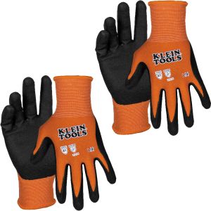 60581 Klein Tools Knit Dipped Gloves, Cut Level A1, Touchscreen, Large, 2-Pair