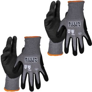 60585 Klein Tools Knit Dipped Gloves, Cut Level A2, Touchscreen, Large, 2-Pair