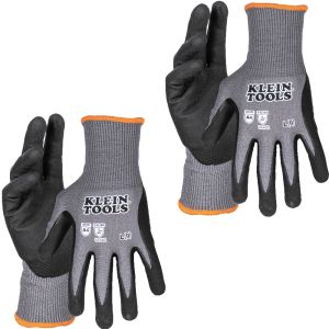 60589 Klein Tools Knit Dipped Gloves, Cut Level A4, Touchscreen, Large, 2-Pair