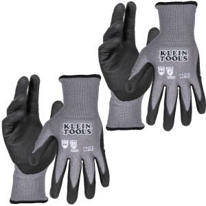60590 Klein Tools Knit Dipped Gloves, Cut Level A4, Touchscreen, X-Large, 2-Pair