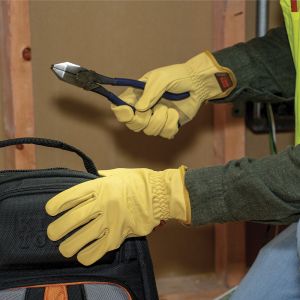 60603 Klein Tools Cowhide Leather Gloves, Medium