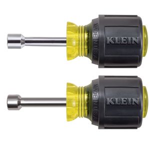 610M Klein Tools Nut Driver Set, Magnetic Stubby Nut Drivers, 1-1/2-Inch Shaft, 2-Piece