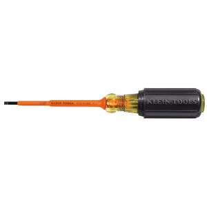 612-4-INS Klein Tools Insulated Screwdriver, 1/8-Inch Slotted, 4-Inch Round Shank