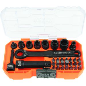 65300 Klein Tools KNECT&trade; 1/4-Inch Drive Impact-Rated Pass Through Socket Set, 32-Piece