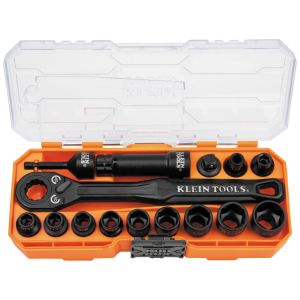 65400 Klein Tools KNECT&trade; 3/8-Inch Drive Impact-Rated Pass Through Socket Set, 15-Piece