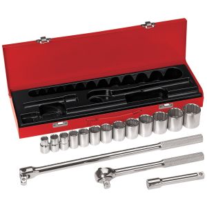 65512 Klein Tools 1/2-Inch Drive Socket Wrench Set, 16-Piece