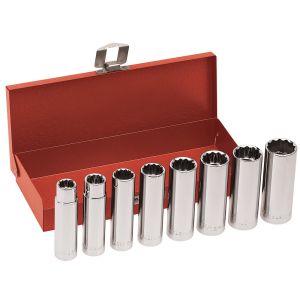 65514 Klein Tools 1/2-Inch Drive Deep Socket Wrench Set, 8-Piece