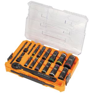 65626 Klein Tools KNECT&trade; Flip-24 Deep-Well, Heavy-Duty Impact Socket Set, SAE and Metric