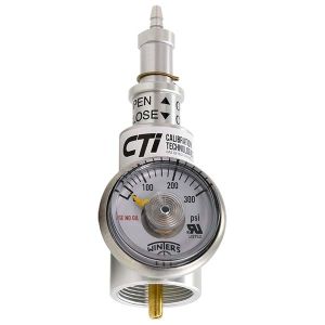 CK-REG-17L-ST CTI Regulator for 17L calibration gas bottle,  Fixed 0.3 LPM flowrate,  Integral 600psi pressure gauge