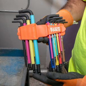 BLS9M Klein Tools Color Coded Extra-Long L Style Hex Key Caddy Set, Metric, 9-Piece