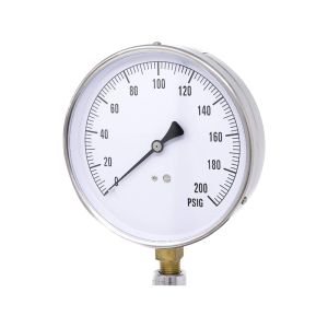 CONTRACTOR-4LG PIC Brass Internals, 4-1/2"  Dial, 0/200 PSIG, 1/4"  NPT, LM, Stainless Steel Case