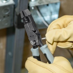 J2159CRTP Klein Tools Hybrid Pliers with Crimper, Fish Tape Puller and Wire Stripper
