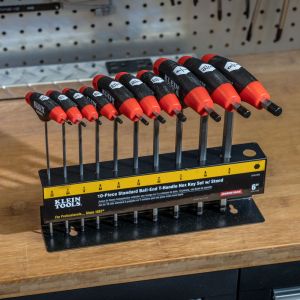 JTH610EB Klein Tools Hex Key Set, SAE Ball-End T-Handle, 6-Inch, with Stand, 10-Piece
