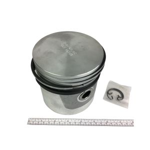 KT213 Vilter Piston (Flat, Aluminum), Rings and Pin Assembly Kit with ruler.