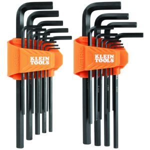 LS22 Klein Tools L-Style Long Hex Key Set, SAE and Metric, 22-Piece