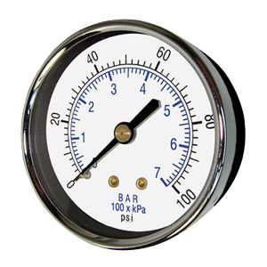 2" Dry Utility Pressure Gauge Steel 1/8" NPT Lower Mount 0-30 PSI 