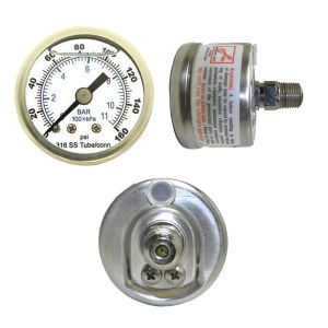 PIC Gauges 40MM-SS-D 40 mm, 0-60 Psi, 1/8 Center Back Mount, Stainless Steel Case, 316Ss Internals