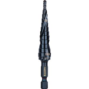 QRST01 Klein Tools Step Drill Bit, Quick Release, Double Spiral Flute, 1/8 to 1/2-Inch
