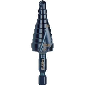 QRST03 Klein Tools Step Drill Bit, Quick Release, Double Spiral Flute, 1/4 to 3/4-Inch