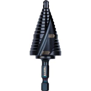 QRST11 Klein Tools Step Drill Bit, Quick Release, Double Spiral Flute, 7/8 to 1-1/8-Inch