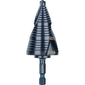 QRST15 Klein Tools Step Drill Bit, Quick Release, Double Spiral Flute, 7/8 to 1-3/8-Inch