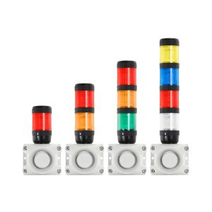 SL2-120-RAYB-B CTI Stacklight, 120VAC Xenon Flashing 4-way Red Amber Yellow Blue with Buzzer