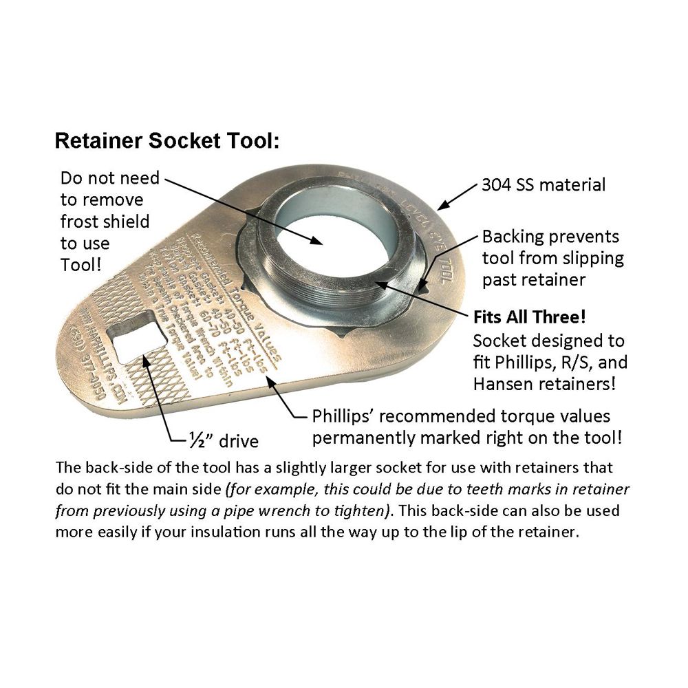 Level Eye sight glass retainer socket tool; 304 SS material; 1/2
