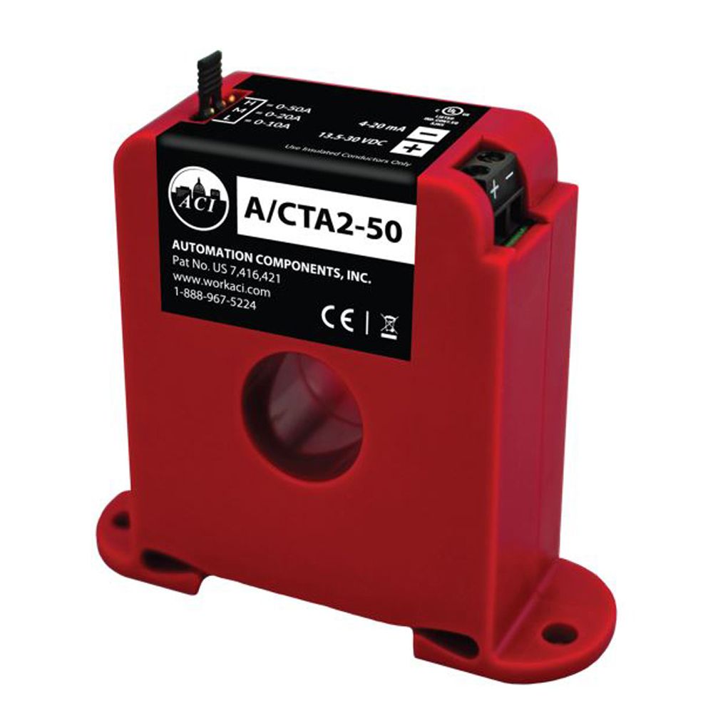 A/CTA2-50 Automation Components Inc (ACI) Analog Current Sensor, 4-20mA, DIN Rail, Solid Core, 0-10, 0-20, 0-50 Amp (Default) 14