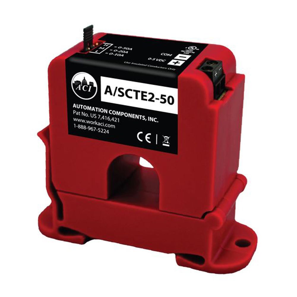 A/SCTE2-50 Automation Components Inc (ACI) Analog Current Sensor, 0-5 VDC, DIN Rail, Split Core, 0-10, 0-20, 0-50 Amp (Default)