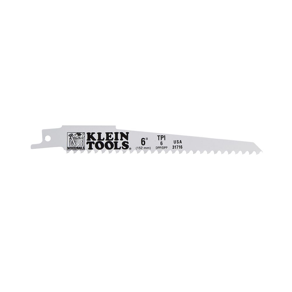 31716 Klein Tools Reciprocating Saw Blades, 6 TPI, 6-Inch, 5-Pack