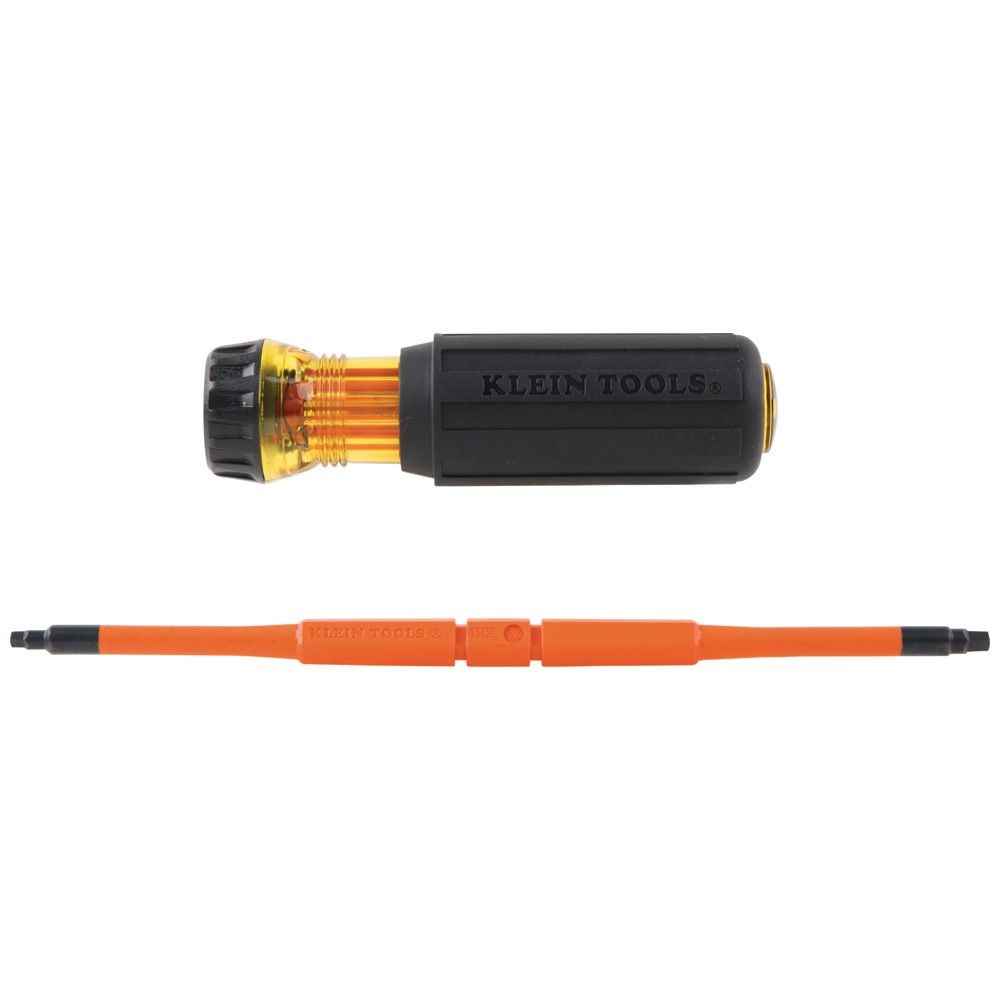 32287 Klein Tools Flip-Blade Insulated Screwdriver, 2-in-1, Square Bit #1 and #2