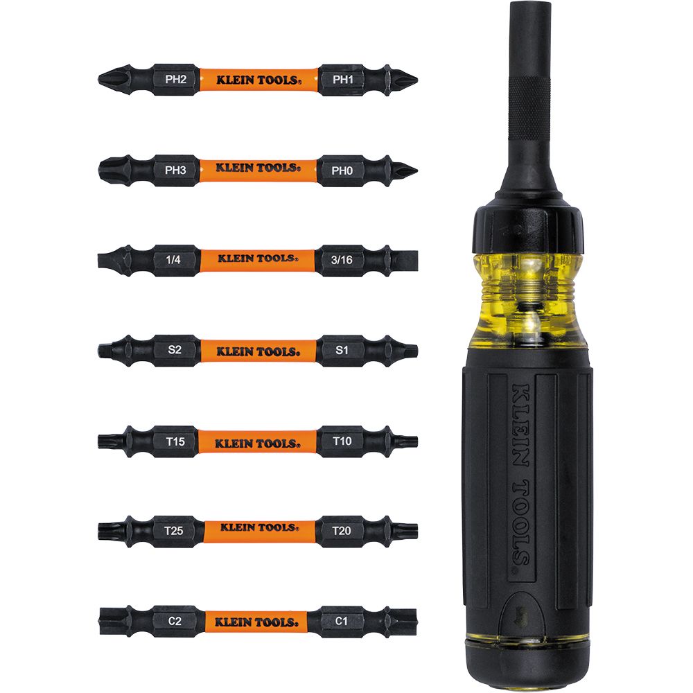 32315HD Klein Tools 15-in-1 Ratcheting Impact-Rated Multi-Bit Torsion Zone Screwdriver