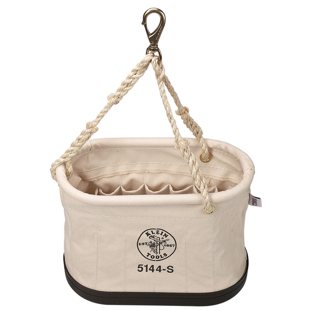 5144S Klein Tools Canvas Bucket, 15-Pocket Oval Bucket with Swivel Snap