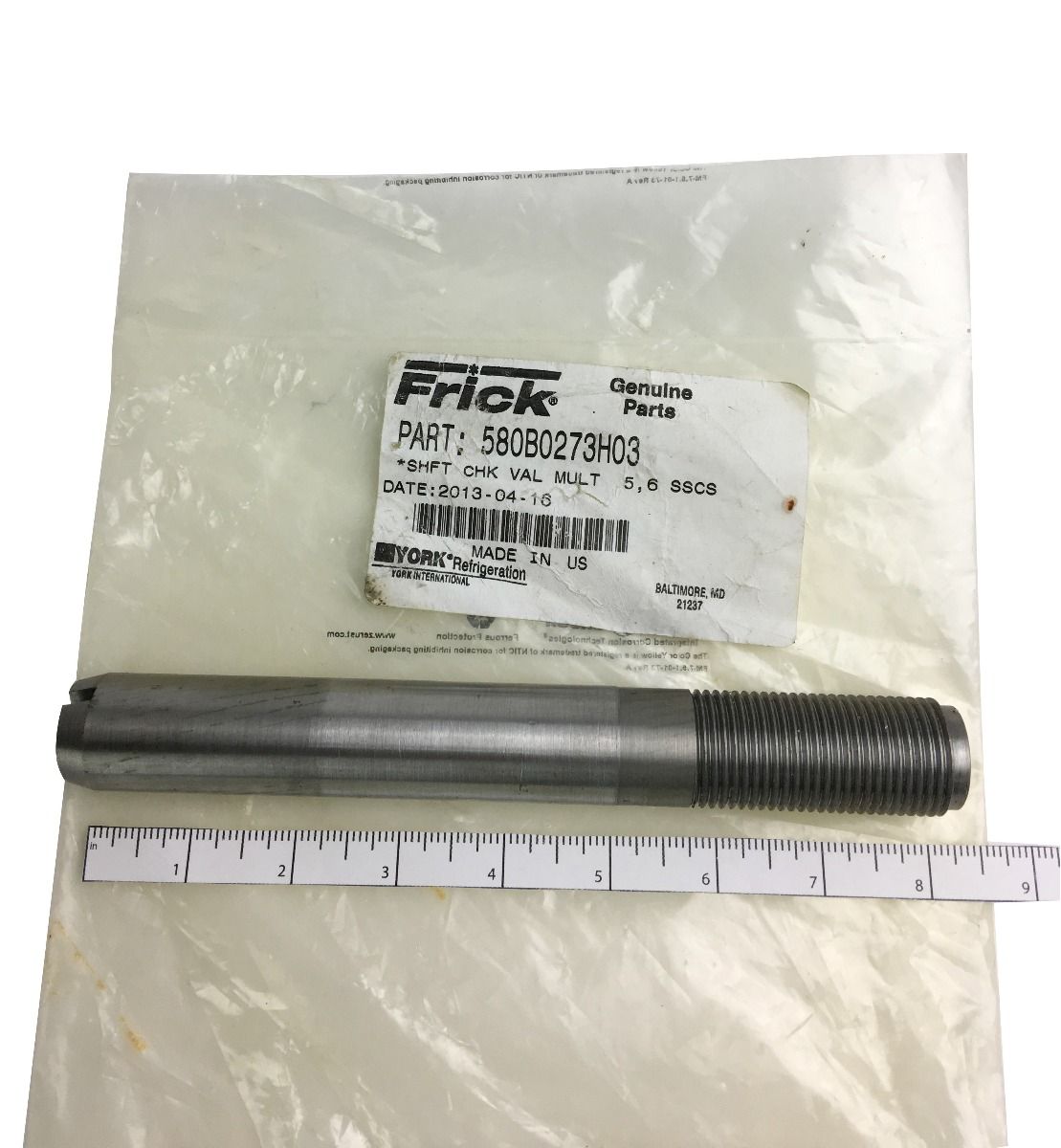 580B0273H03 Frick Shaft Multi-Check Valve 5 & 6 SSCS