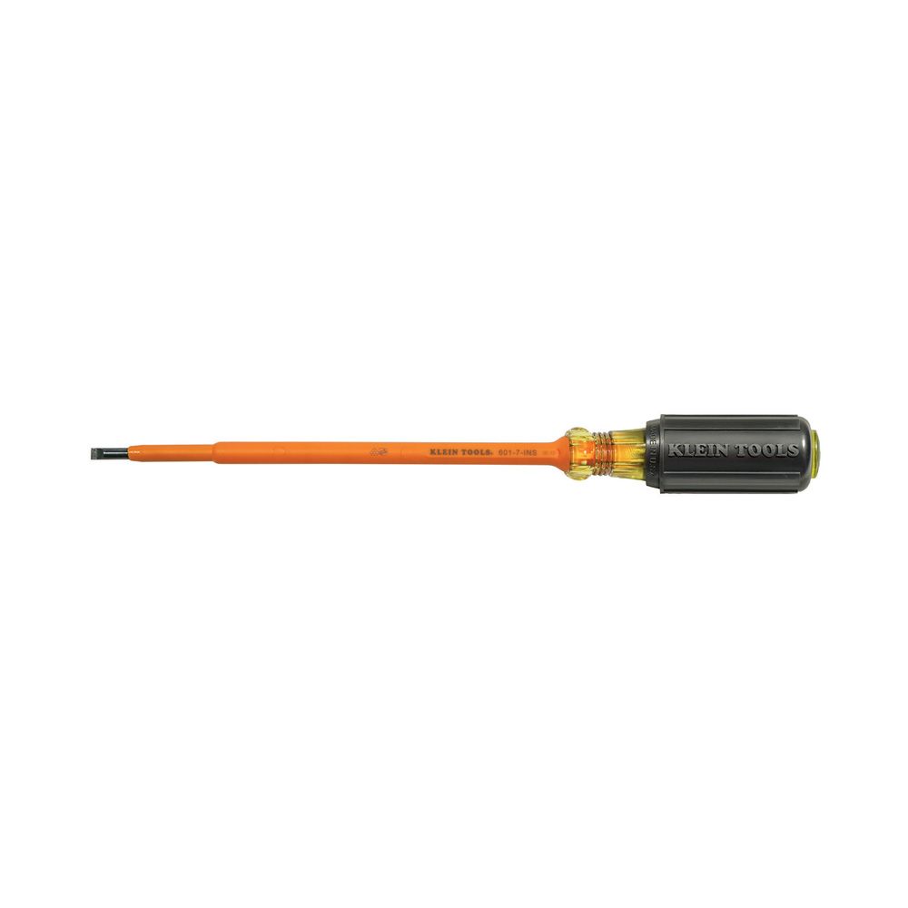 601-7-INS Klein Tools Insulated Screwdriver, 3/16-Inch Cabinet, 7-Inch Round Shank