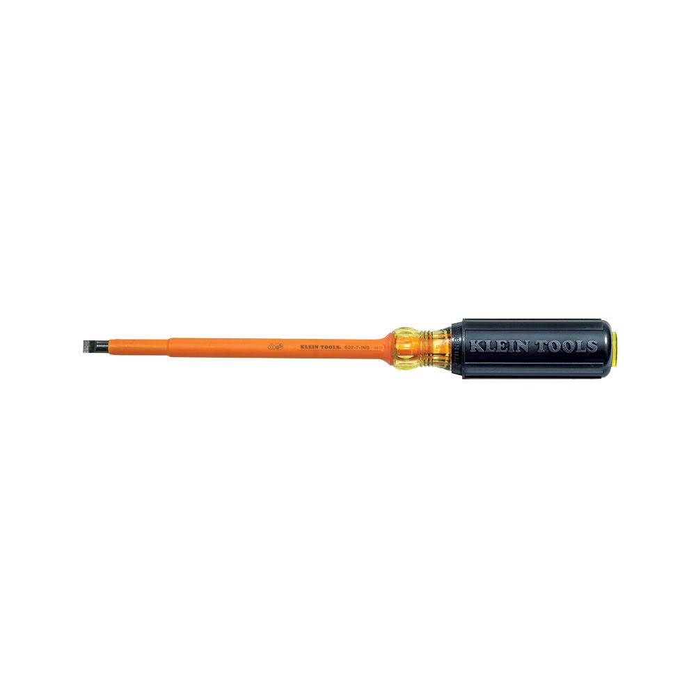 602-7-INS Klein Tools Insulated Screwdriver, 5/16-Inch Cabinet, 7-Inch Round Shank