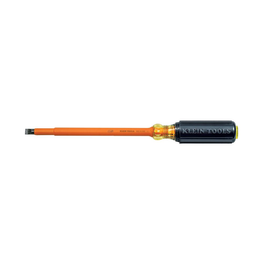 602-8-INS Klein Tools Insulated Screwdriver, 3/8-Inch Cabinet, 8-Inch Round Shank