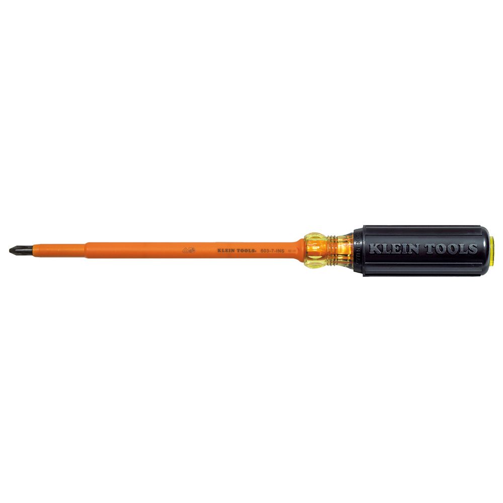 6037INS Klein Tools Insulated Screwdriver, #2 Phillips, 7-Inch Round Shank